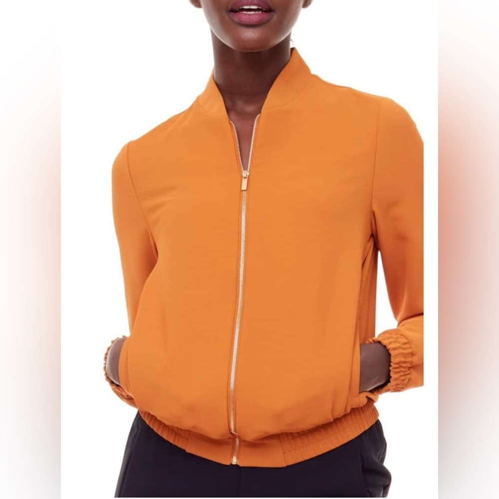 i love tyler madison Orange Kamala Silk Bomber Jacket